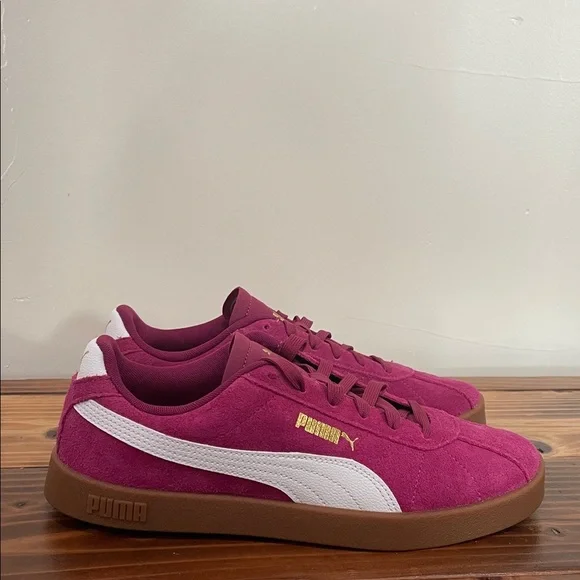 Puma Club II Trainers Sneakers Women’s Size 10 Berry/White/Gold NEW! - Picture 9 of 15